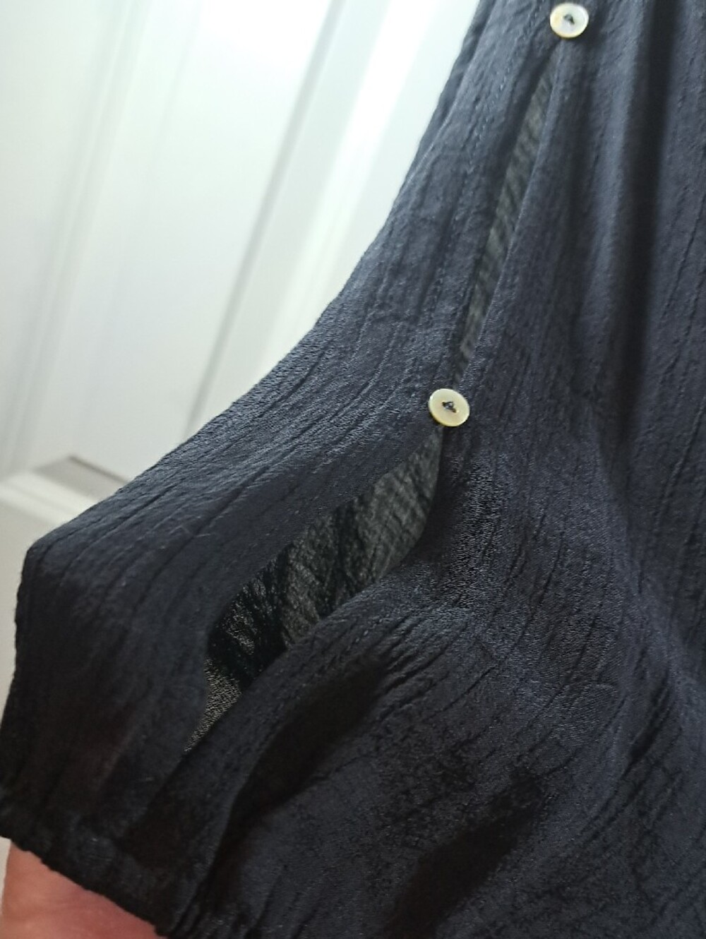 Soft Black Peasant Blouse with Lace Panel - - Picture 7 of 11